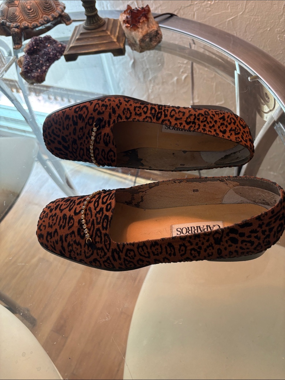 Caparros Leopard-Print Brown Suede-Look Loafers